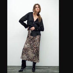 NWT ZARA ANIMAL PRINT MIDI SKIRT LEOPARD